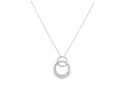 14K White Gold Natural Diamond Intertwined Circle Pendant