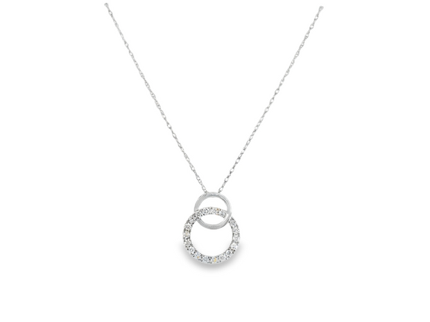 14K White Gold Natural Diamond Intertwined Circle Pendant