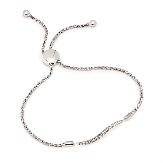 Silver Bolo Bracelet with Diamonds