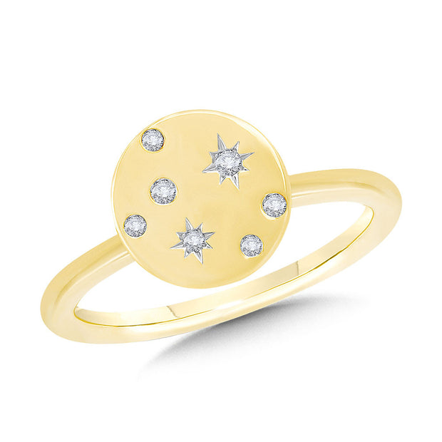 10K Yellow Gold Diamond Star Ring