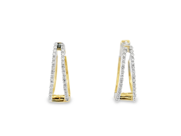 14K Two-Tone Diamond Huggie Earrings