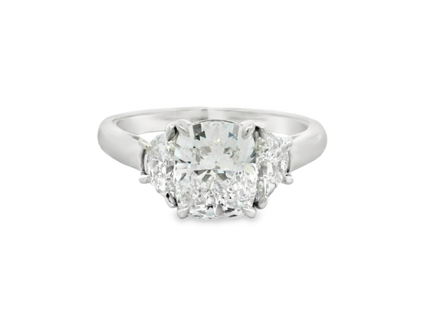 Platinum 3-Stone Lab grown Diamond Engagement Ring - 2.65ctw