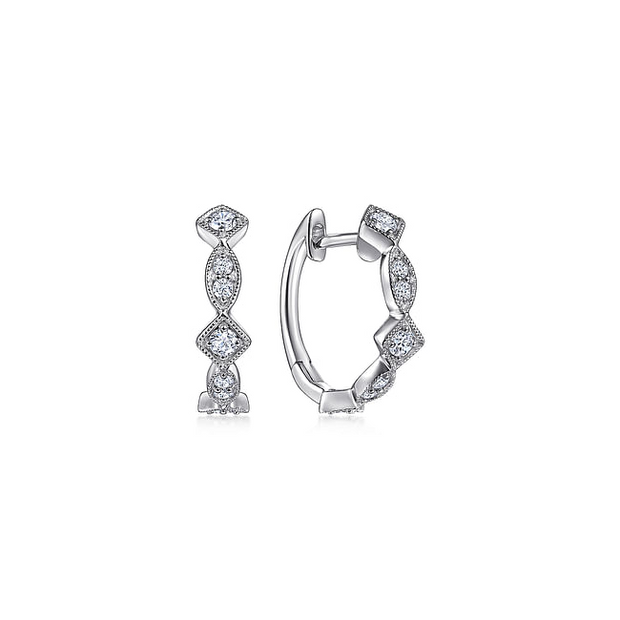 Gabriel & Co. White Diamond Huggie Earrings