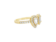 14K Yellow Gold Moi Toi Natural Diamond Ring with Emerald and Pear Cut Diamonds