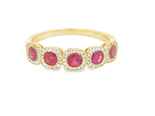 14K Yellow Gold Ruby and Diamond Ring