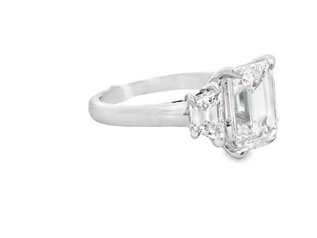 Lab grown Emerald Cut Engagement ring - 4.07ctw