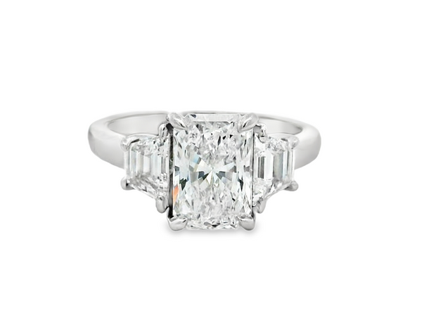 Lab grown Platinum Radiant Cut Engagement Ring - 2.88ctw GIA