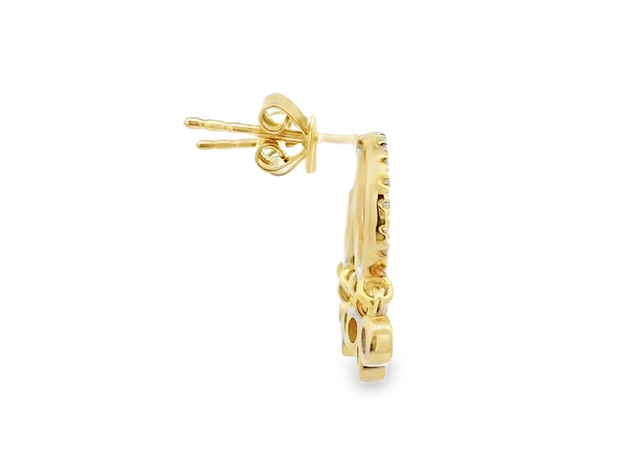 14K Yellow/White Diamond Circle Earrings