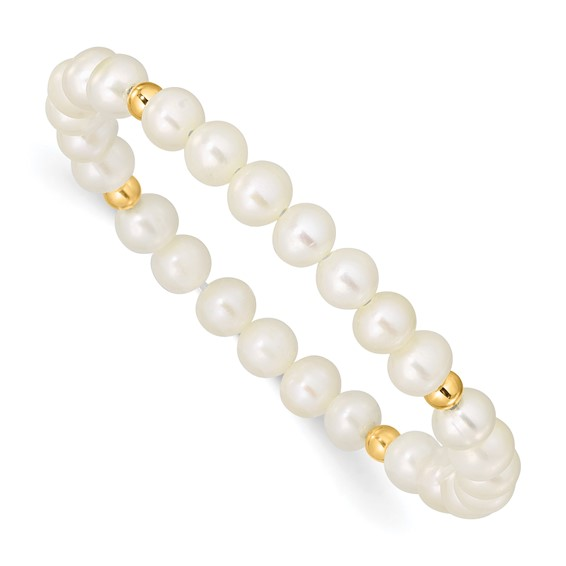 Baby Stretch Freshwater Pearl and Gold Bead Stretch Bracelet
