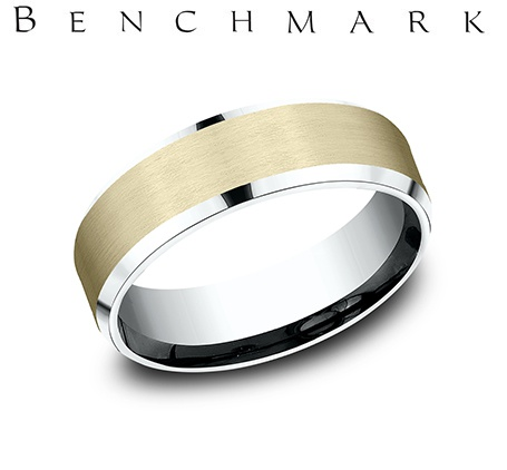 Benchmark 14K White/Yellow Light Comfort Fit Band