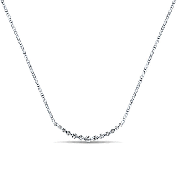 Gabriel & Co. White Gold Diamond Bar Pendant Necklace