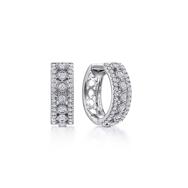 Gabriel & Co. White Diamond Huggie Earrings