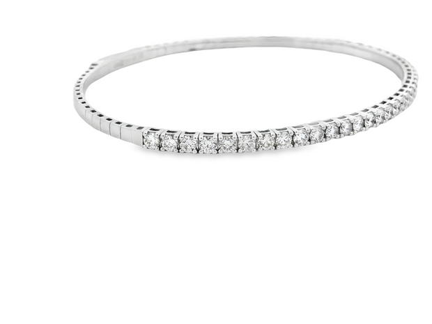 14K White Gold Flexible Diamond Bangle Bracelet
