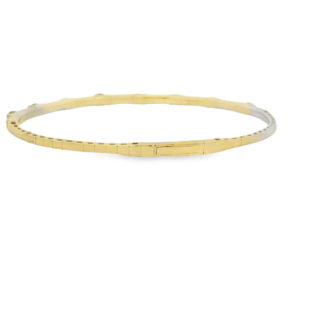 14K Yellow Gold Flexible Emerald and Diamond Bangle Bracelet