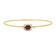 14K Yellow Gold Flexible Bangle with Ruby and Diamond Accent