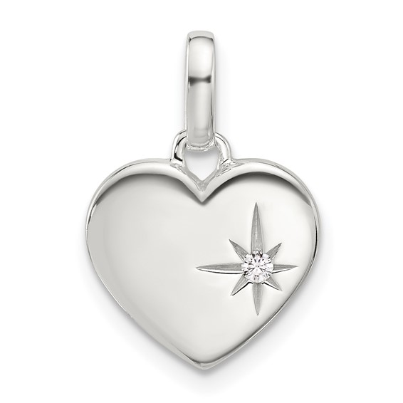 Silver Heart Charm with CZ