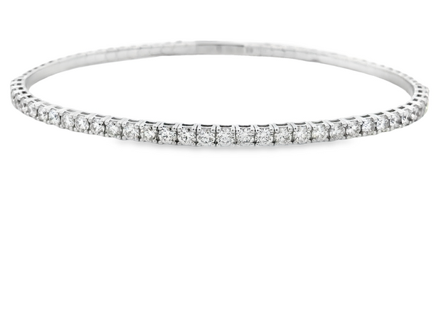 14K White Gold Flexible Diamond Bangle Bracelet