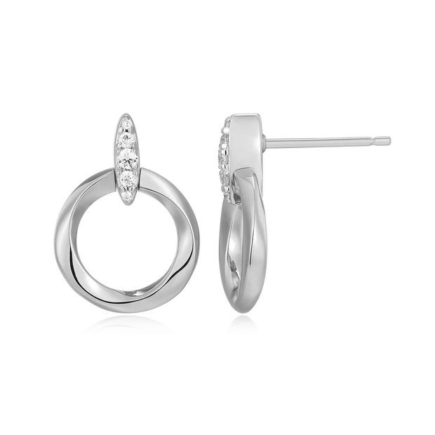 Monte Luna Silver Circle Stud Earrings with LG Diamonds