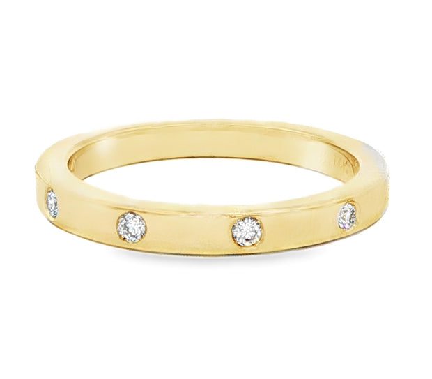 14K Yellow Gold Elegant Spaced Diamond Wedding Band