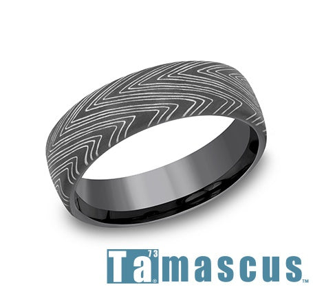 Tamascus Band with Herringbone Pattern