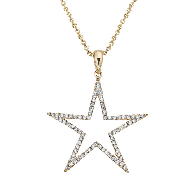 Yellow Gold Diamond Star Pendant Necklace