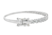 14K White Gold Diamond Bangle Bracelet - 2.18ctw