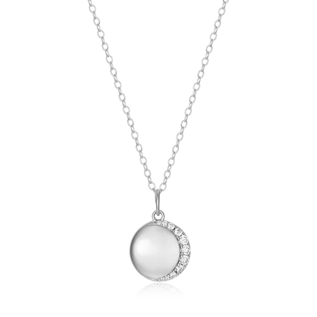 Monte Luna Crescent Medallion Pendant Necklace with Lab Created Diamonds
