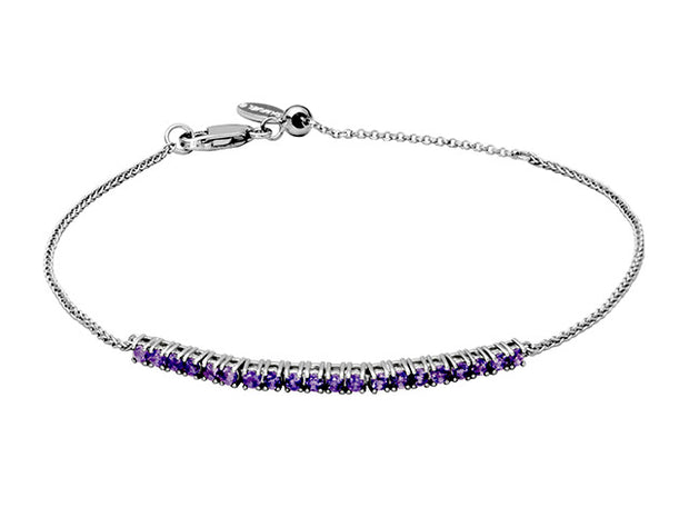 Silver Amethyst Adjustable Bracelet