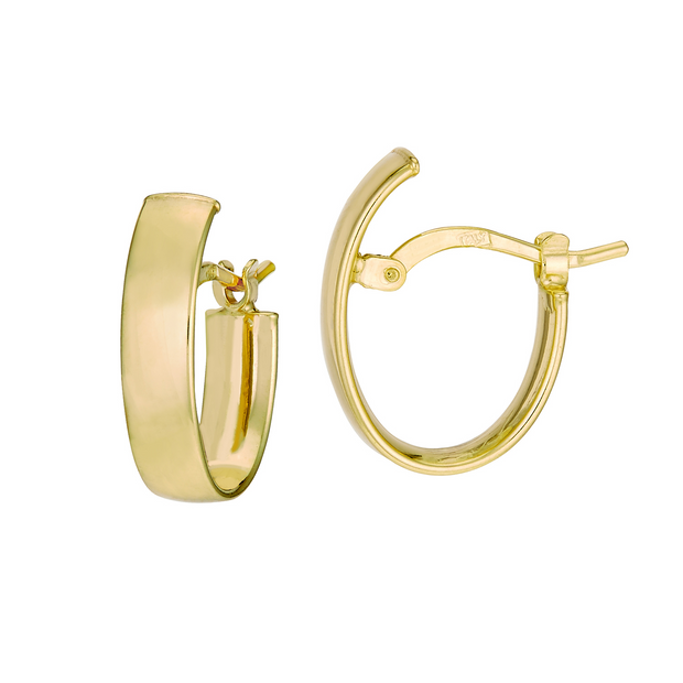 Yellow Gold Oval Hoop Earrings