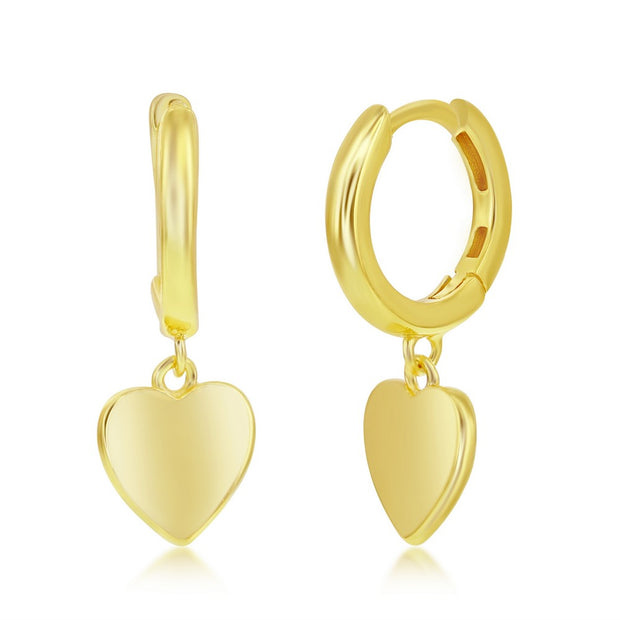 Yellow Heart Charm Huggie Earrings