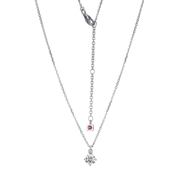 Elle Silver Created Opal and Diamond Birthstone Pendant Necklace- April