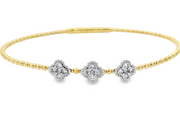 14K Yellow & White Gold Flexible Diamond Bangle Bracelet