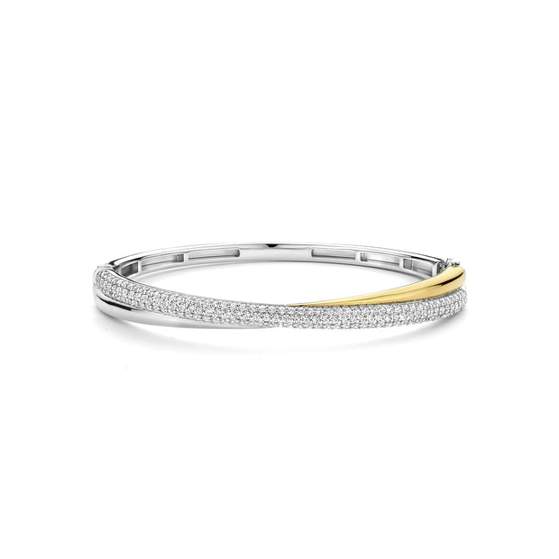 Ti Sento Yellow and CZ Criss-Cross Bangle