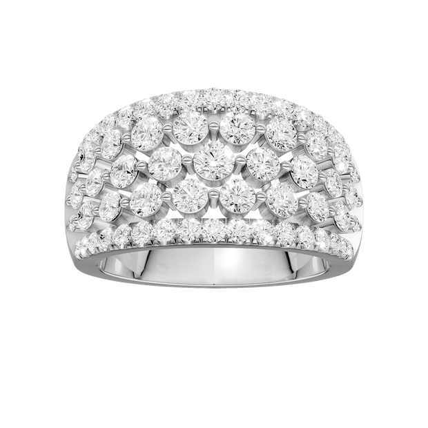 White Gold Mutli-Row Diamond  Fashion Ring with Lab Grown Diamonds