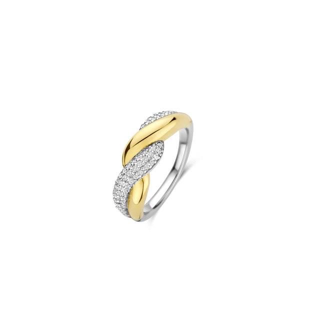 Ti Sento Yellow Twisted CZ Ring