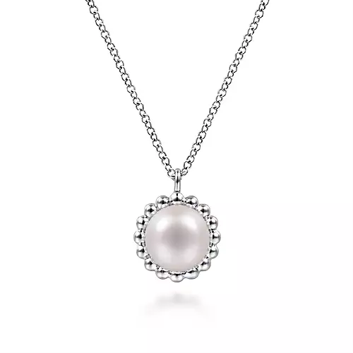 Gabriel & Co. Silver Pearl Pendant Necklace