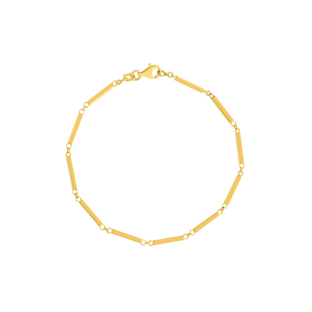 Yellow Gold Bar Station Bracelet