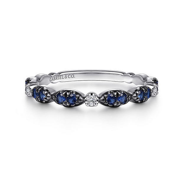 Gabriel & Co. White Diamond and Sapphire Stackable Ring