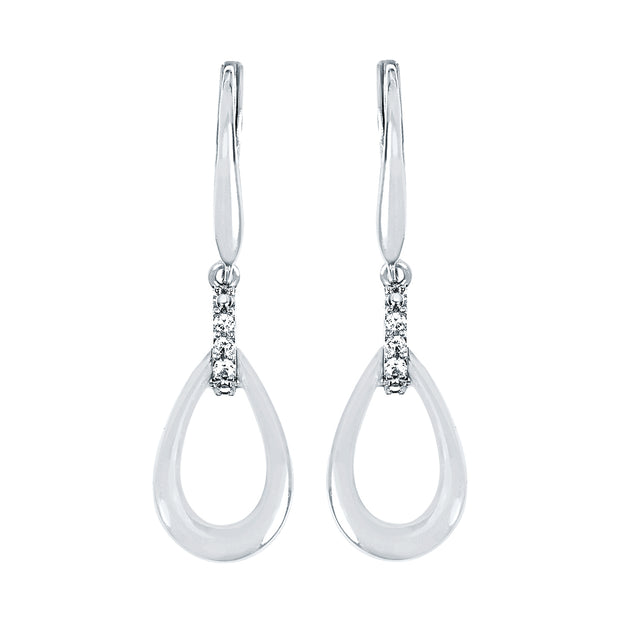 Silver Diamond Drop Earrings
