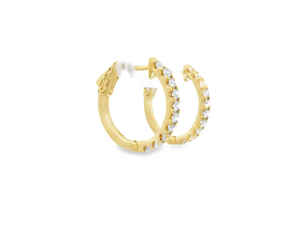 14K Yellow Gold Diamond Hoop Earrings