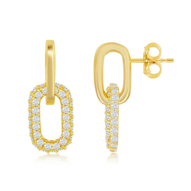 Yellow Micropave CZ Paperclip Earrings