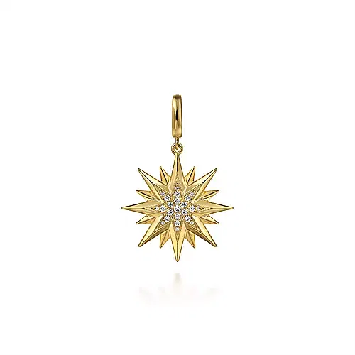 Gabriel & Co. Yellow Gold Diamond Medallion Pendant