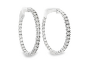14K White Gold Diamond Hoop Earrings - 2.00ctw