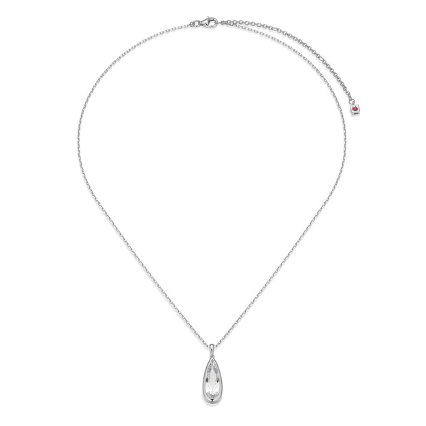 Elle Silver Cubic Zirconia Teardrop Pendant Necklace