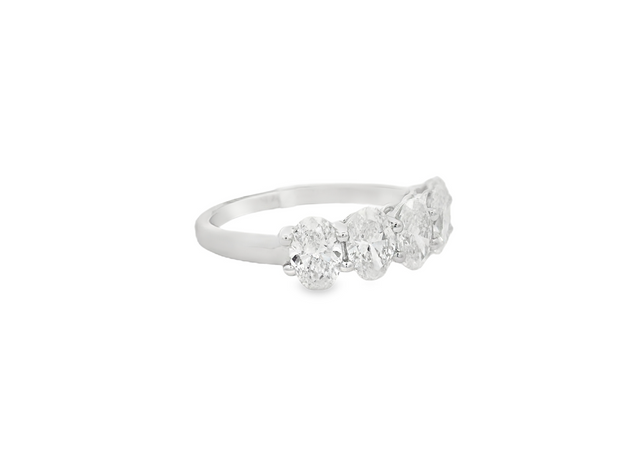 14K White Gold Lab Grown 5-Stone Diamond Band - 2.00ctw