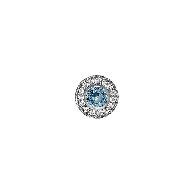 Platinum Finish Micropave Birthstone Charm