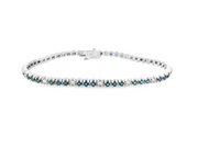 14K White Gold Blue Sapphire & Diamond Bracelet