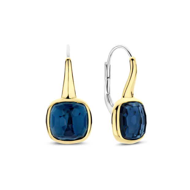 Ti Sento Silver /Yellow Earrings with Cushion Blue Gemstone