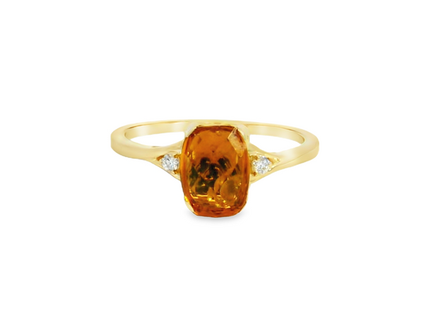 14K Yellow Gold Citrine & Diamond Ring