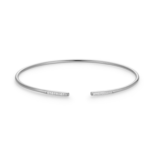 Monte Luna Silver Minimalist LG Pave Cuff